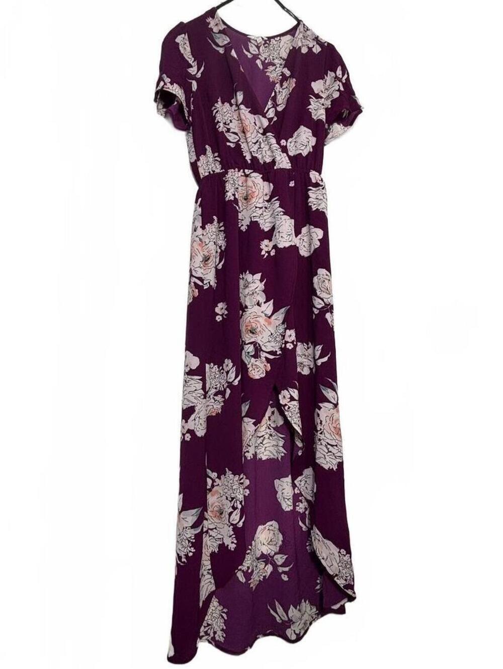 Candie's Purple Floral Asymmetrical High-Low Romper Dress Size L